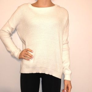 Ribbed White Long sleeve sweater